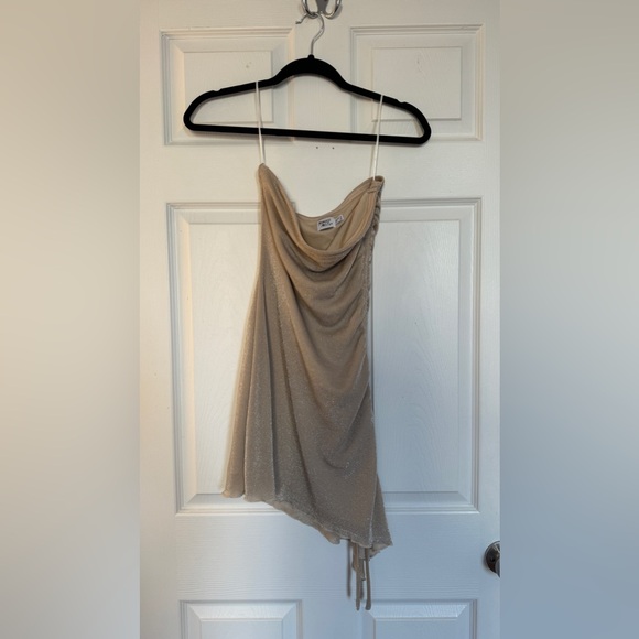Princess Polly Champagne Sparkly Strapless Mini Dress - Picture 1 of 7